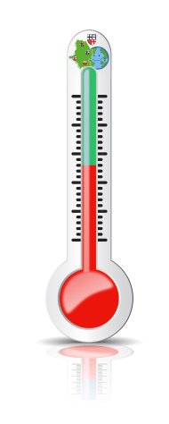 Thermometer on a white background, with shadow and reflection. I